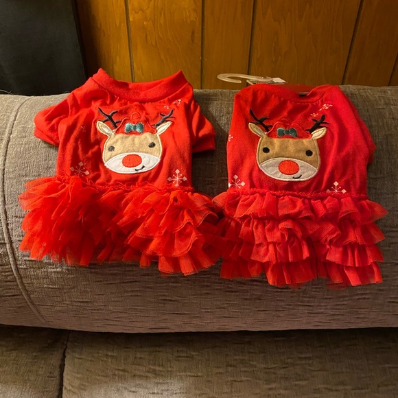 Adorable Christmas Doggie Dress Rudolph the Reindeer Frills NWOT Extra Small - Picture 3 of 4